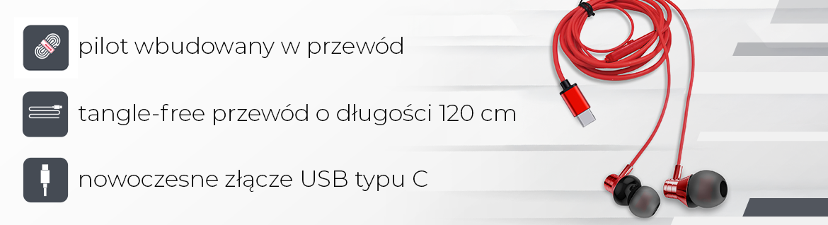 AIWA słuchawki douszne ESTM-50USB-C/RD czerowane 8435256811162