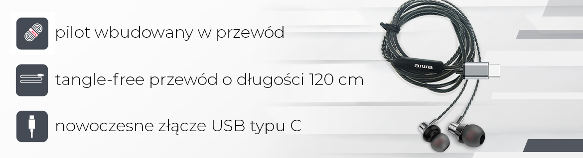 AIWA słuchawki douszne ESTM-50USB-C/SL srebrne 8435256811179