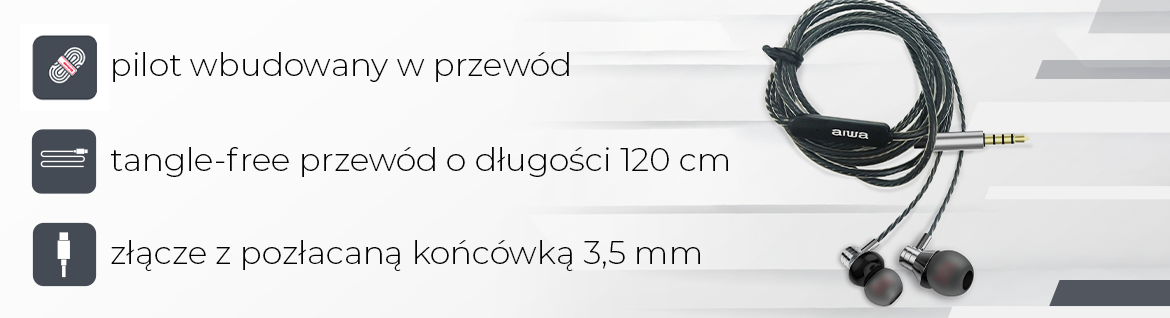 AIWA słuchawki ESTM-50SL dokanałowe przewodowe srebrne 8435256897180