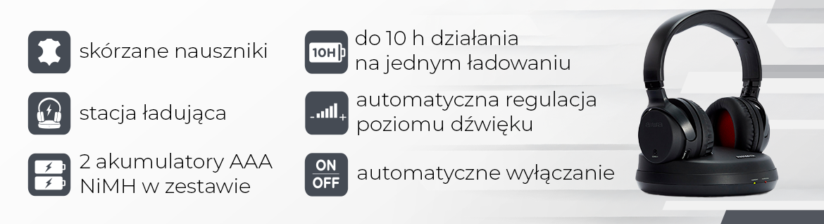 AIWA słuchawki radiowe ze stacją nauszne WHF-880 8435256897562