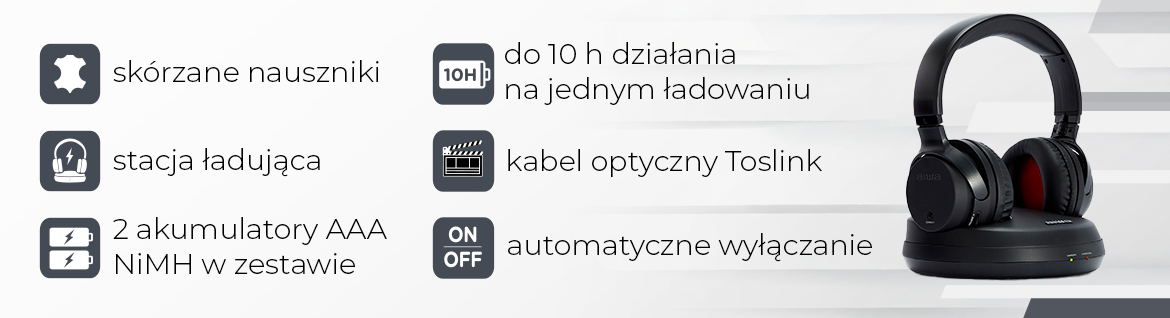 AIWA słuchawki nauszne WHF-930D radiowe, stacja 8435256897784