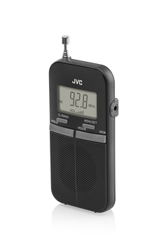 Przenośne radio JVC RA-E411B czarne ultralekkie 80g Tuner AM/FM