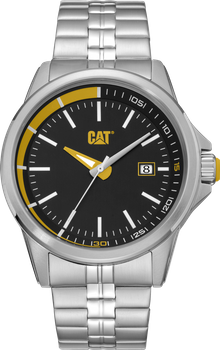 Zegarek stalowy CAT Slider 3H date BLK/YLW - stalowy pasek