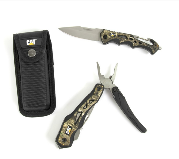 Zestaw Multitool 8w1 + nóż składany CAT Real Tree Camo